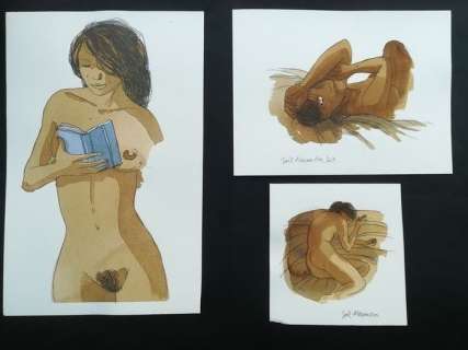 Alessandra, Joël - 3 Dessins originaux en couleur - Escales en Femmes inconnues - (2014) | Catawiki