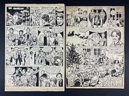 Hugo Pratt - 2x Tavole originali "Un allegro Natale" episodio completo - Loose page - (1948) | Catawiki