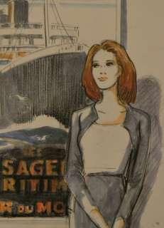 Etude portfolio "Egypte" - Crayonné original et aquarelle sur carton - Dessin n°1 Â« A Londres, projet de voyage - Loose page | Catawiki