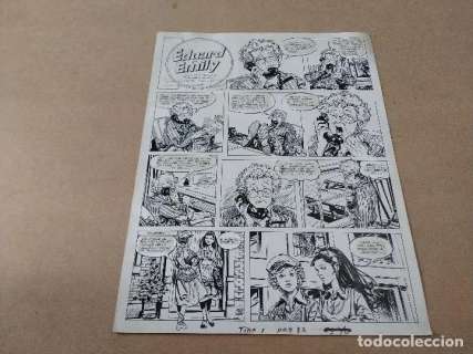 DIBUJO ORIGINAL DE JESÚS REDONDO ROMÁN - EDUARD EN EMILY - PÁGINA DE TINA - AÑO 1977 - DEDICADO