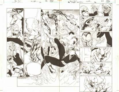 Ivan Reis - Green lantern #38 pgs. 6 & 7 dps - atrocitus, tomar-re, & sinestro action - 2009 signed