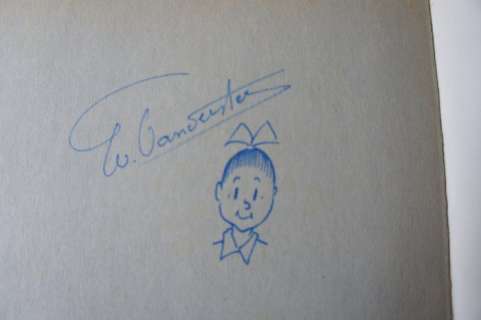 Suske en Wiske - Opdrachttekening / dédicace door Vandersteen - in S&W VK-128 - Het brommende brons - Softcover - Reprint - (1974) | Catawiki