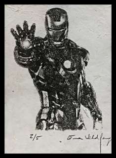 Emma Wildfang - IRON MAN - Loose page - Linocut printing by hand on 30g handmade Kahari paper - (2020) | Catawiki
