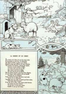 Rabier Benjamin. (1864-1939) | RABIER Benjamin. Â«La Brebis et le ChienÂ». Encre de Chine et gouache bl | Tessier Sarrou