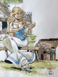 Meynet, Félix - Dessin original couleur - Hommage Ã  Uderzo - Falbala | Catawiki