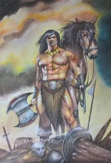 Conan de Barbaar - Conan de Barbaar original painting 30 x 40 cm pastels and oil on paper - First edition | Catawiki