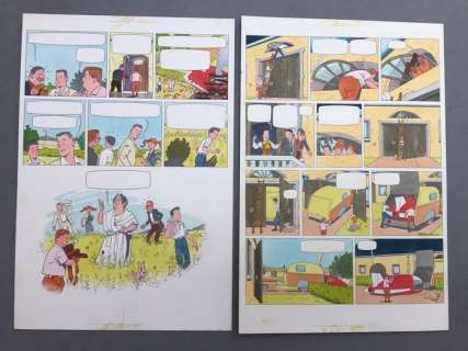 Craenhals, François - 2x Mise en couleur originale dont Dernière Page de l’Album - Les 4 As et l’Aéroglisseur - (1964) | Catawiki