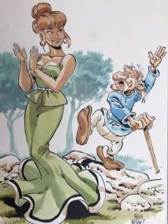 Meynet, Félix - Dessin original couleur - Hommage Ã  Uderzo - Madame Agecanonix | Catawiki