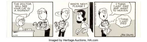 Jim Davis - Garfield Daily First Appearance of Liz Wilson Comic Strip Original Art dated 6-26-79 (United Feature Syndicate, 1979).
