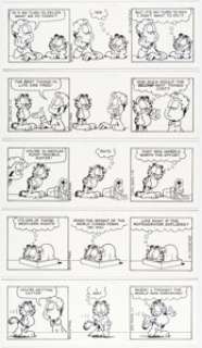 Davis, Jim | Jim Davis Garfield Consecutive Daily Comic Strip Original Art Group of 6 (PAWS/Universal Press Syndicate, 2003).... (Total: 6 Original Art) | Heritage
