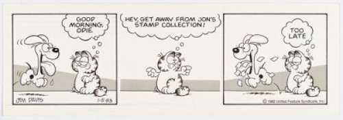 Davis, Jim | Jim Davis Garfield Daily Comic Strip Original Art Dated 1-5-82 (United Feature Syndicate, 1982).... | Heritage