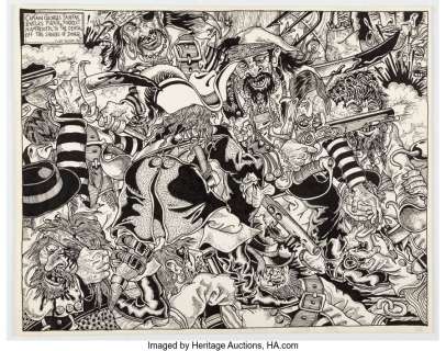 Wilson, S. Clay - S. Clay Wilson San Francisco Comic Book #2 Battle Scene Original Art (San Francisco Comic Book Co./The Print Mint,...