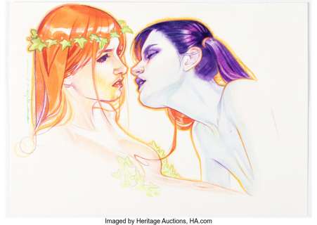 Stelfreeze, Brian | Brian Stelfreeze First Kiss Harley Quinn and Poison Ivy Illustration Original Art (c. 2000s).... | Heritage