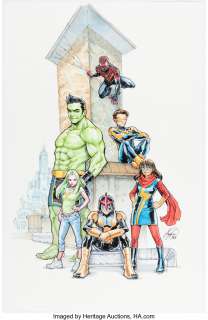 Marvel Artist - Siya Oum Champions Unused Cover Original Art (Marvel, 2016)....