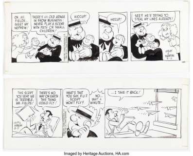 Fredericks, Fred - Fred Fredericks W.C. Fields Daily Comic Strip Original Art Group of 2 (Los Angeles Times Syndicate, 1983).... (Total: 2 Original Art)