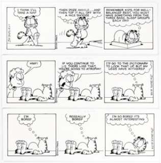 Davis, Jim | Jim Davis Garfield Consecutive Daily Comic Strip Original Art Group of 6 (PAWS, 2001).... (Total: 6 Original Art) | Heritage