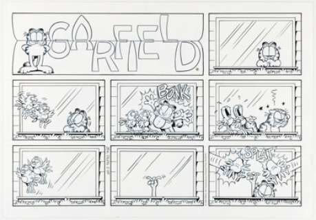 Jim Davis Garfield Sunday Comic Strip Original Art dated 2-25-96 (PAWS, 1996). | Heritage