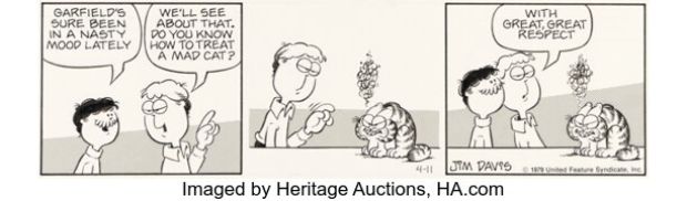 Jim Davis Garfield Daily Comic Strip Original Art dated 4-11-79 (United Feature Syndicate, 1979). | Heritage