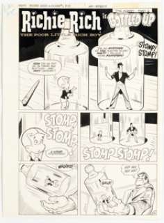 Ernie Colón (attributed) Richie Rich Gold and Silver #1 "The Hobby Part 2: Bottled Up" Complete 5-Page Chapter Original Art (Harvey, 1975). (Total: 5 Original Art) | Heritage