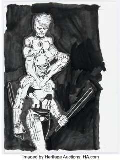 Frank Miller - Daredevil and Black Widow Illustration Original Art (c. 2010s). | Heritage