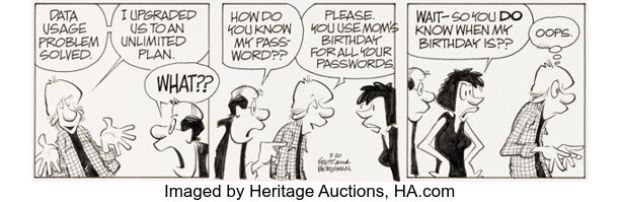 Jerry Scott and Jim Borgman Zits [Password Pratfall] Daily Comic Strip Original Art dated 3-20-20 (King Features Syndicate, 2020). | Heritage