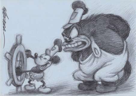 Mickey Mouse & Pete - Original drawing - by Joan Vizcarra - Original Art | Catawiki