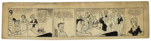 Chic Young Hand-Drawn ’’Blondie’’ Comic Strip From 1933 Titled ’’Thanks For The Tip’’ -- Day 9 of Dagwood’s Famous Hunger Strike! | Nate Sanders