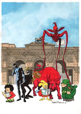 Valerio Piccioni | Originale per manifesto e grafica Mostra a Roma “Fumetto e Arte” (con grafica allegata) | Tavole Originali