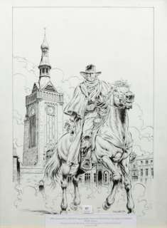 Swolfs Yves | Â«DurangoÂ». Encre de Chine représentant Durango Ã  cheval sur | Tessier Sarrou