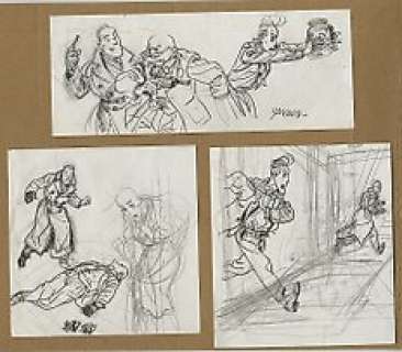 Didier Savard - 3x Crayonné original - Dick Hérisson T4 - Le Vampire de la Coste - (1989)