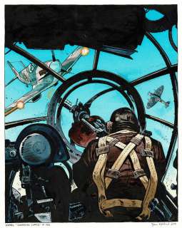 Bruno Marchand - Lot 305 - Commando Comics, dessin original à l’encre de chine et à l’aquarelle.