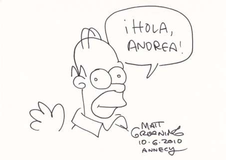 Matt Groening | Matt Groening - Dessin Dédicacé Original - The Simpsons | Catawiki