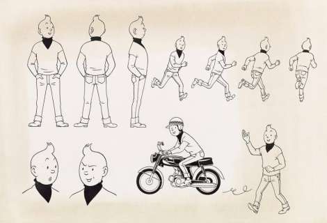 Herge (Studios) | HERGE TINTIN Illustration à l’encre de Chine représentant 11 fois Tint | Cornette de St Cyr