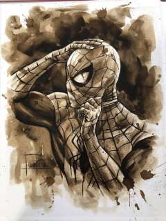 Artbook - THE ART OF JUAPI-COFFEE DRAWINGS with ORIGINAL SKETCH painted with coffee of SPIDERMAN - Hardcover - First edition - (2019/2021) | Catawiki