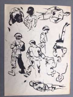 Franquin, André | Franquin, André - Dessin originalÂ - Études de portraits et attitudes - (années 1950) | Catawiki