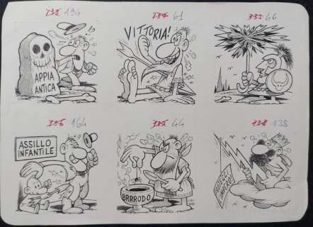 Benito Jacovitti | Benito Jacovitti - Illustrazione originale - vignette satiriche - Page volante (1984) | Catawiki