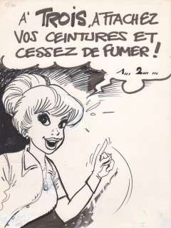 Walthéry | Natacha, illustration au feutre sur papier dessin … | Banque Dessinée