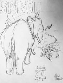 Schwartz, Olivier | Schwartz, Olivier - Crayonné original - Reliure imaginaire Spirou 44 | Catawiki