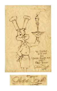 Chuck Jones Signed Drawing of Bugs Bunny -- Measures 11.5’’ x 17’’ | Nate Sanders