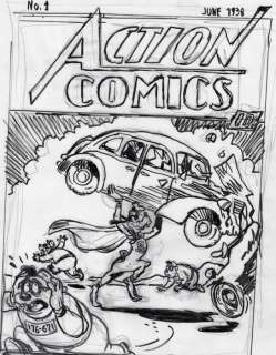 Tony Fernandez, Disney Artist | Goofy & The Beagles inspired by Action Comics #1 (1938) - Original Sketch - Tony Fernandez | Catawiki