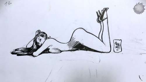 Jordi Bernet | Clara de Noche - Original drawing - Size: 21 x 12 cm. - Page volante | Catawiki