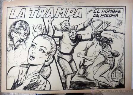 DIBUJO ORIGINAL PLUMILLA , PURK EL HOMBRE DE PIEDRA Nº 80 , MANUEL GAGO , PORTADA + 10 HOJAS A6