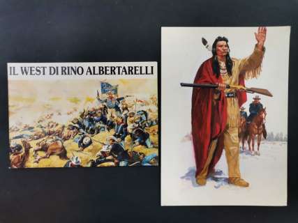 Rino Albertarelli | Rino Albertarelli - Illustrazione Originale "Toro Seduto" + Catalogo "Il West di Rino Albertarelli" - Page volante - Exemplaire unique | Catawiki