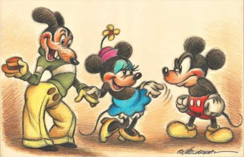Joan Vizcarra | Mickey, Minnie and Mortimer Mouse - Original Drawing - 50 x 32 cm - Joan Vizcarra | Catawiki