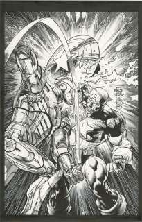 CAPTAIN AMERICA VS. IRON MAN BY FINCH Commissioned Art | ComicConnect