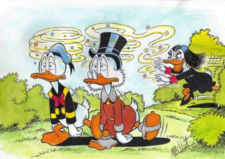 Millet | Scrooge McDuck, Donald Duck & Magica De Spell - Millet - Original Drawing | Catawiki