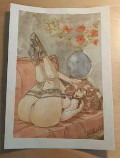 Gabriele Di Caro | illustrazione firmata - Pin-up su sofÃ  - Page volante (2021) | Catawiki