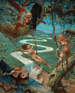 Régis Moulun - Lot 449 - Amazones, dessin original très grand format en couleurs directes.