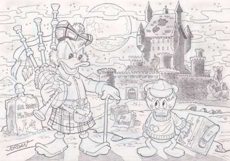 Julian Jordan | Julian Jordan - Original drawing - Scrooge & The McDuck Castle - Size: 29,8 x 21 cm. | Catawiki