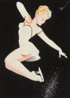 George Petty (American, 1894-1975)
 Pink Tuck Jump, Ice Capades, 1947
 Watercolor on board
 12.75 x 9.25 in. (sight)
 Si... | Heritage